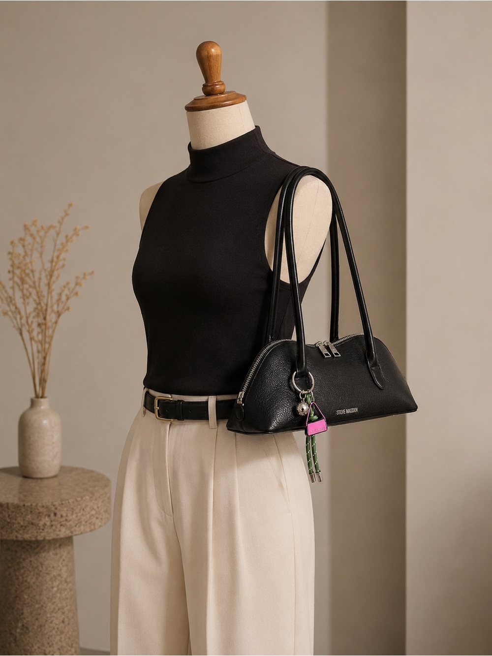 Steve Madden Black Shoulder Bag BNWT w/ Original Charm